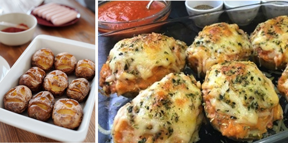 A quick and easy recipe for great stuffed potatoes with a special "peasant-style" mix.