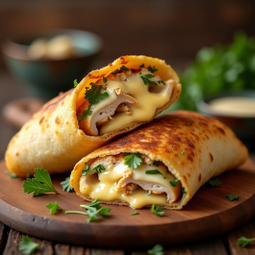 Cheesy Garlic Chicken Wraps