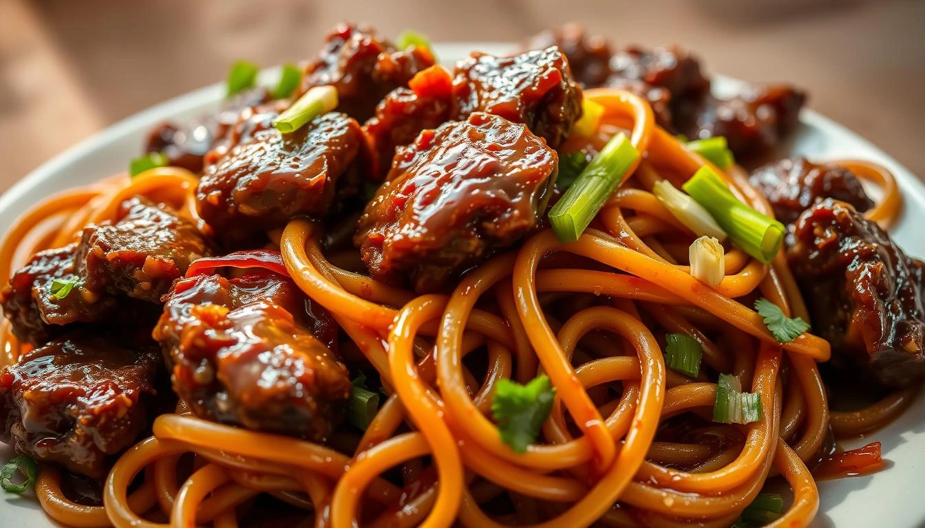 Sticky Beef Noodles