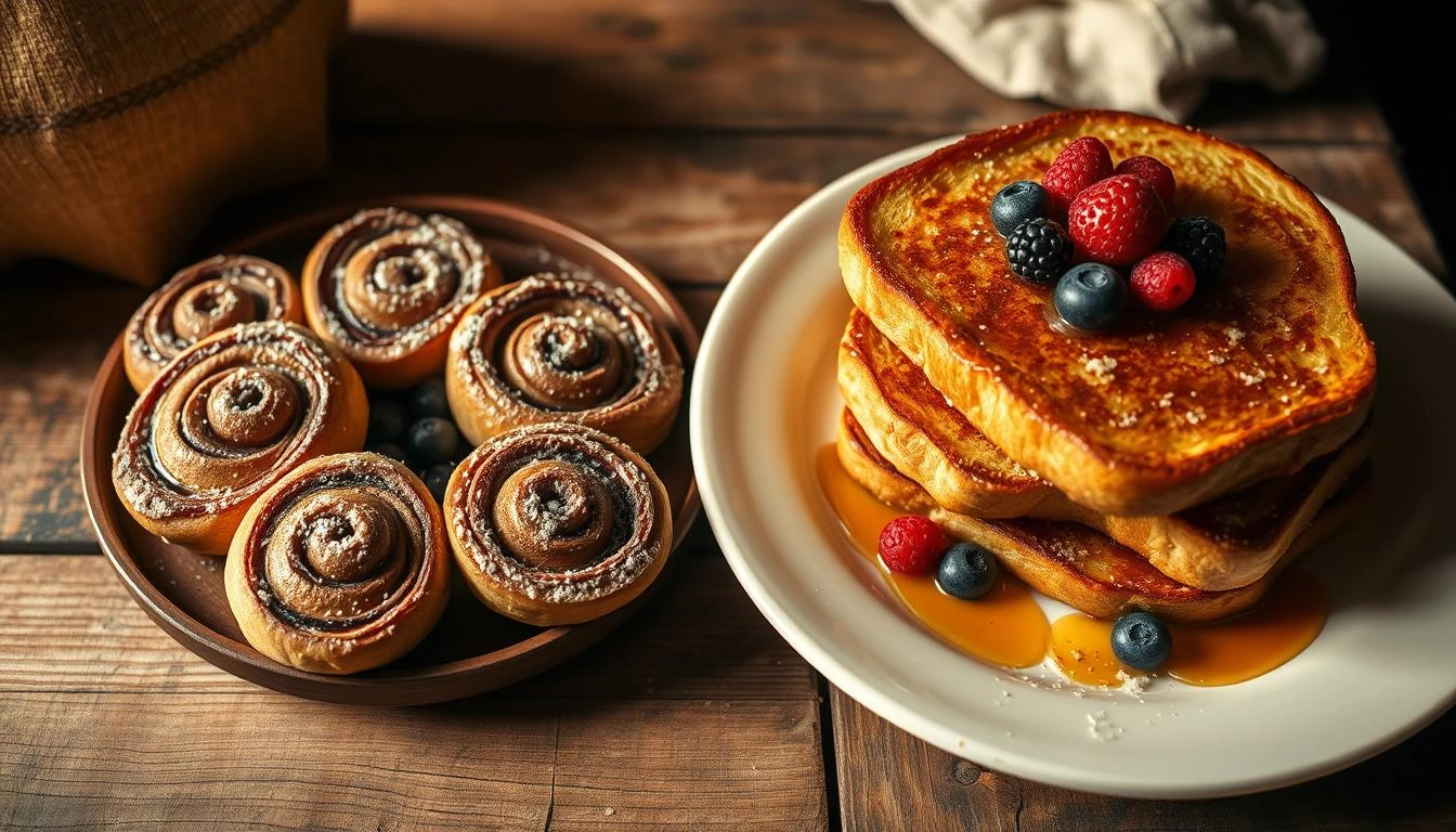 cinnamon rolls and French toast