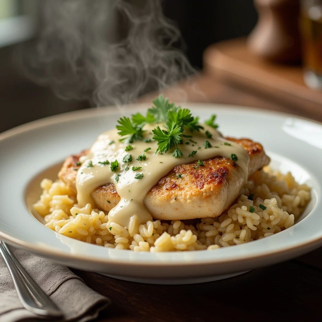 creamy smothered chicken and rice